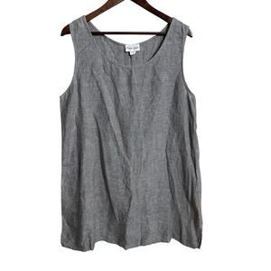 Vintage Paco Soler Linen Dress Mini Gray Lagenlook Womans XL